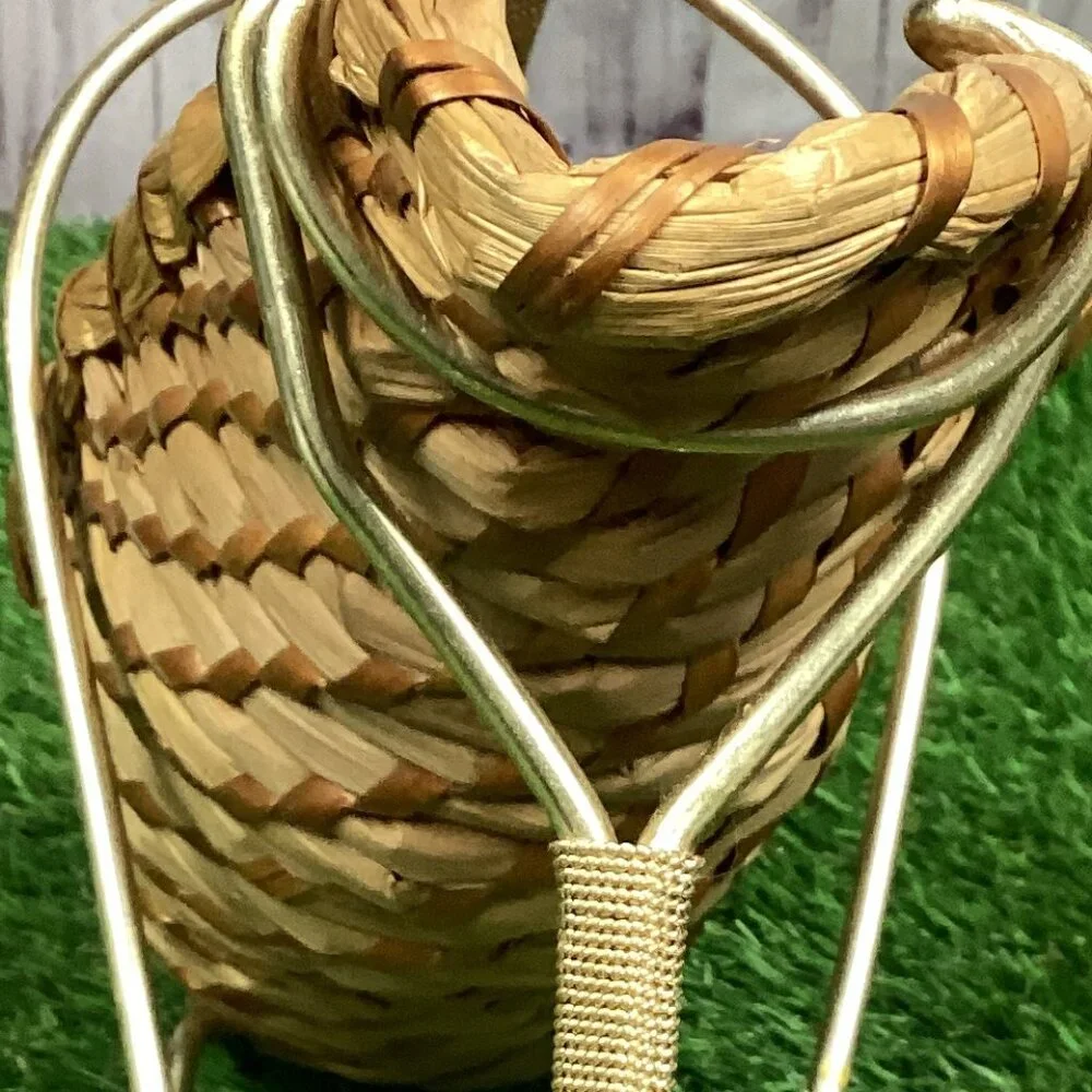 Wicker & Brass Vintage Wine Holder